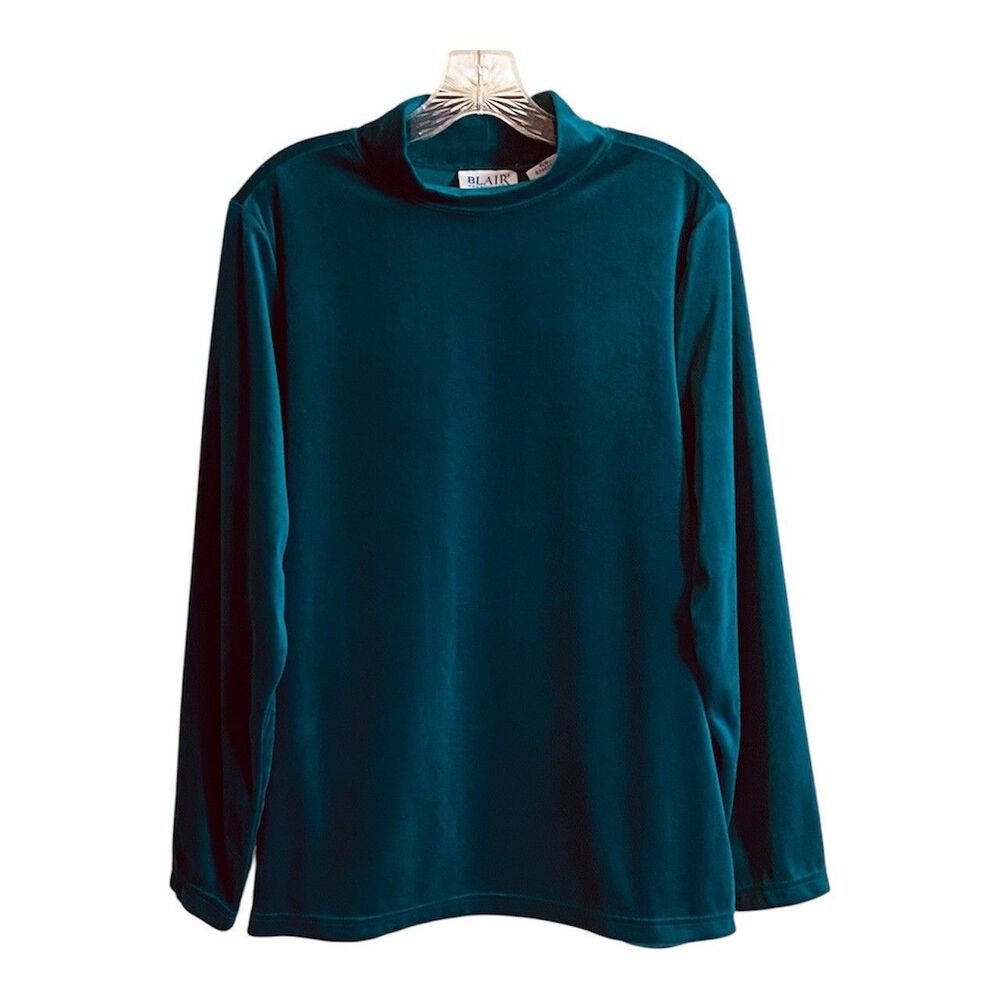 Blair Women’s Teal Velvet Pullover Top Size XL Romantic Fairycore Minimalist